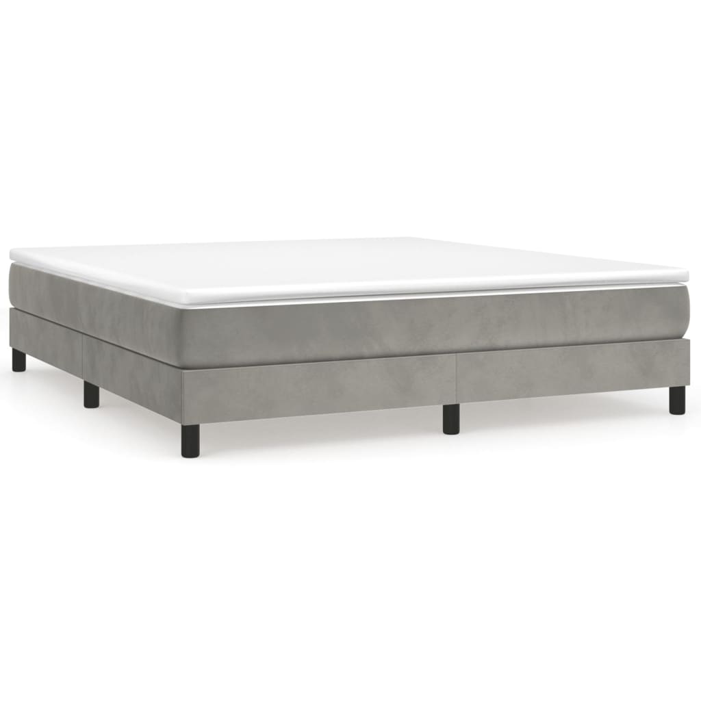 vidaXL Κρεβάτι Boxspring με Στρώμα Ανοιχτό Γκρι 180x200 εκ. Βελούδινο