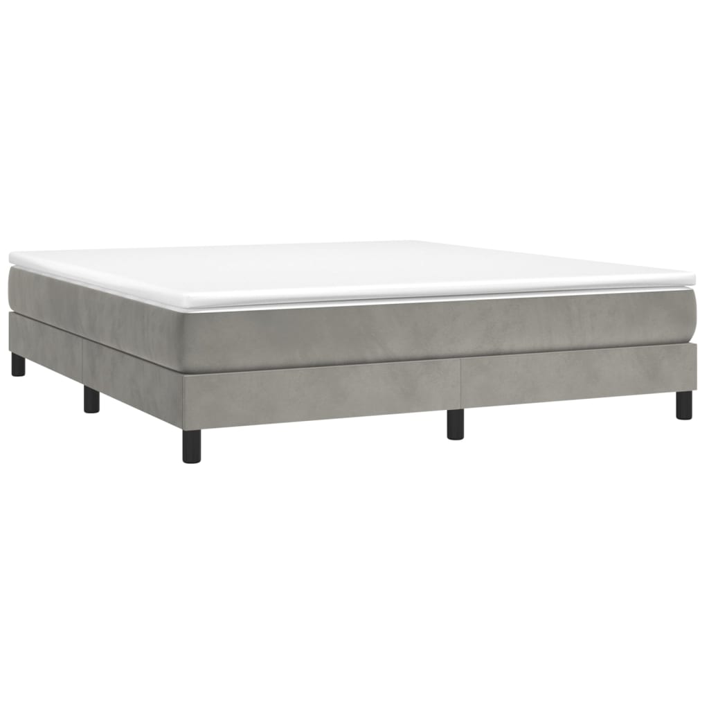 vidaXL Κρεβάτι Boxspring με Στρώμα Ανοιχτό Γκρι 180x200 εκ. Βελούδινο