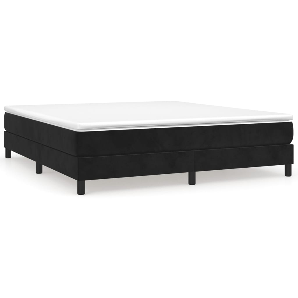 vidaXL Κρεβάτι Boxspring με Στρώμα Μαύρο 180x200 εκ. Βελούδινο