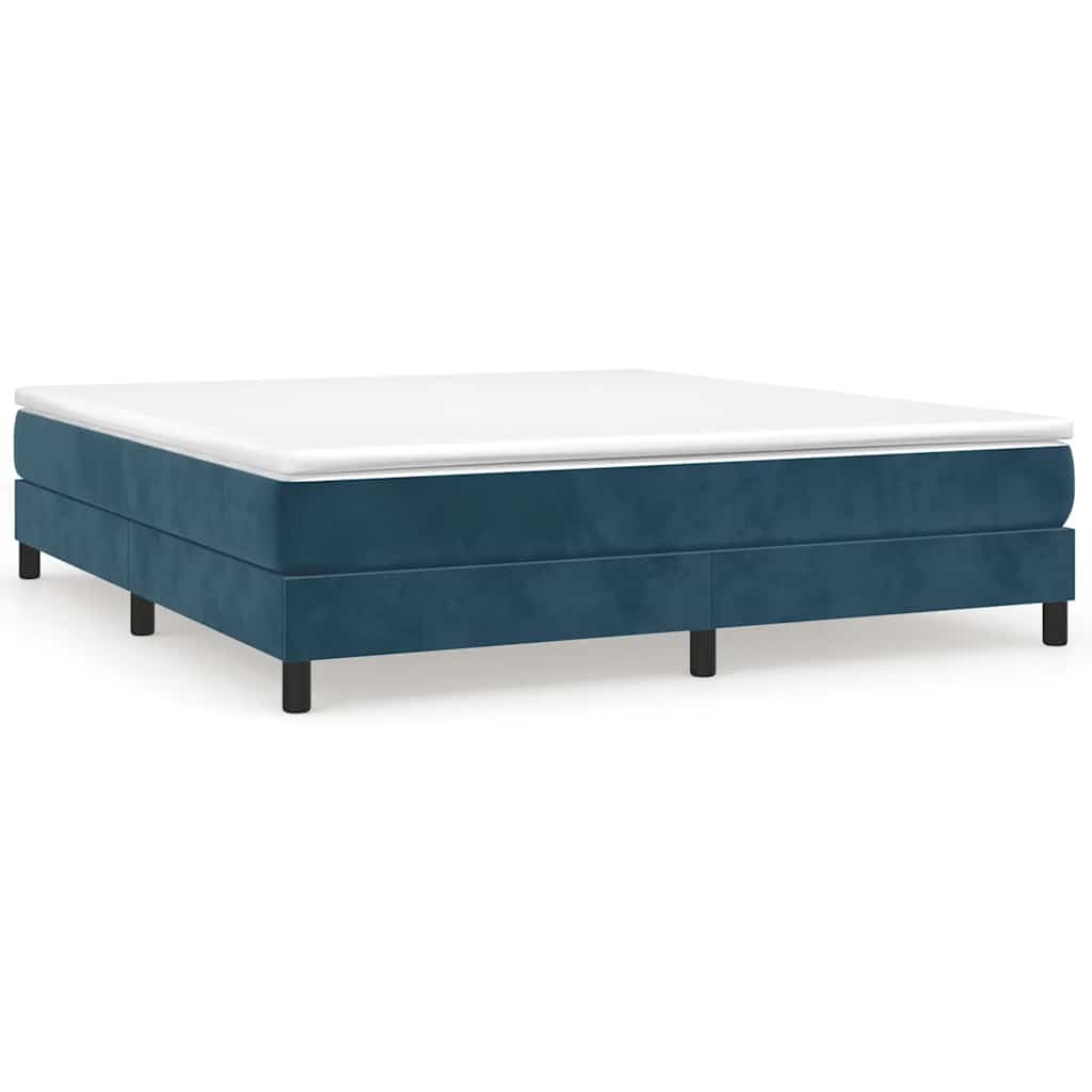 vidaXL Κρεβάτι Boxspring με Στρώμα Σκούρο Μπλε 180x200 εκ. Βελούδινο