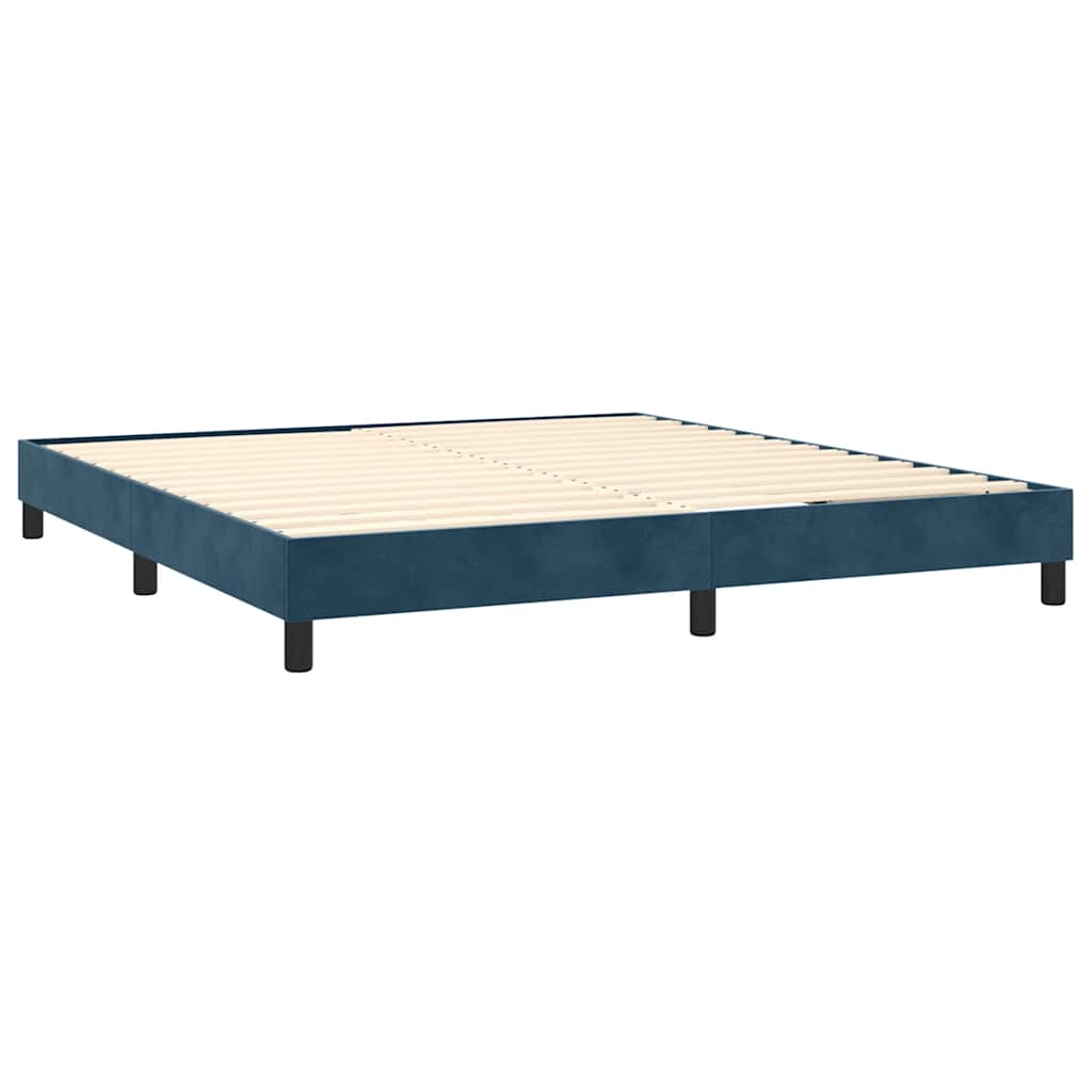 vidaXL Κρεβάτι Boxspring με Στρώμα Σκούρο Μπλε 180x200 εκ. Βελούδινο