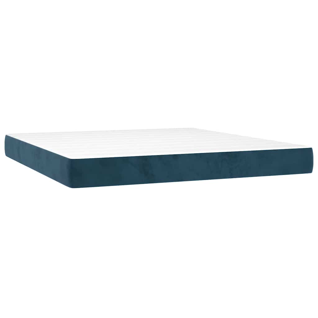vidaXL Κρεβάτι Boxspring με Στρώμα Σκούρο Μπλε 180x200 εκ. Βελούδινο