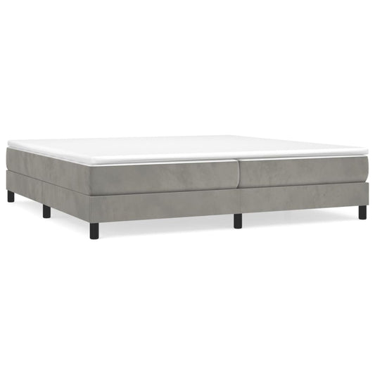 vidaXL Κρεβάτι Boxspring με Στρώμα Ανοιχτό Γκρι 200x200 εκ. Βελούδινο