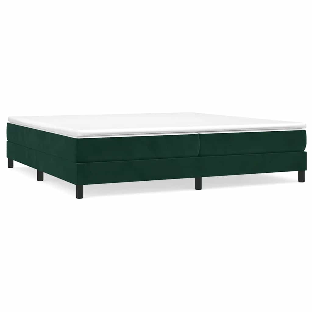 vidaXL Κρεβάτι Boxspring με Στρώμα Σκούρο Πράσινο 200x200εκ. Βελούδινο
