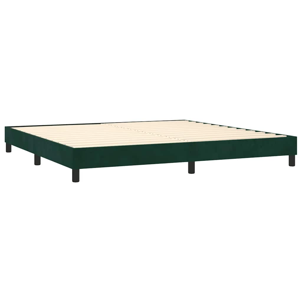 vidaXL Κρεβάτι Boxspring με Στρώμα Σκούρο Πράσινο 200x200εκ. Βελούδινο