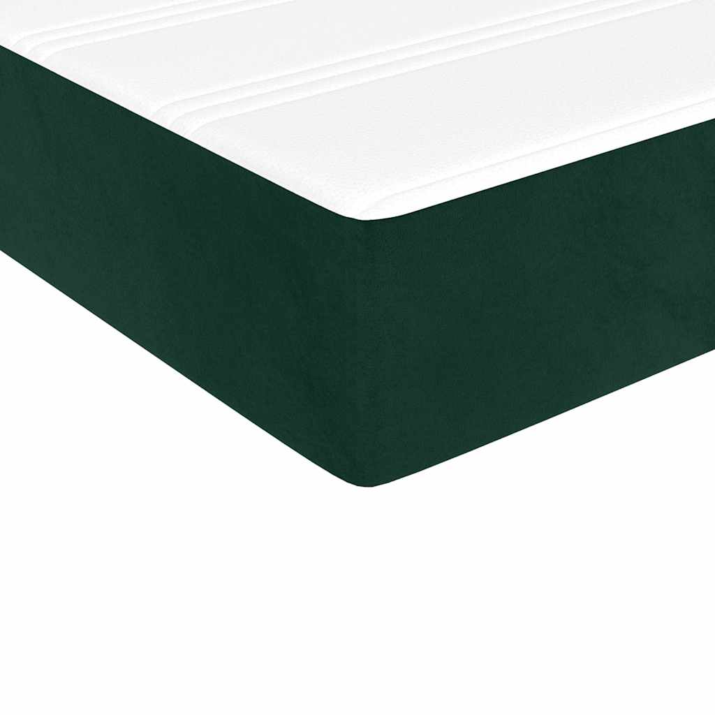 vidaXL Κρεβάτι Boxspring με Στρώμα Σκούρο Πράσινο 200x200εκ. Βελούδινο