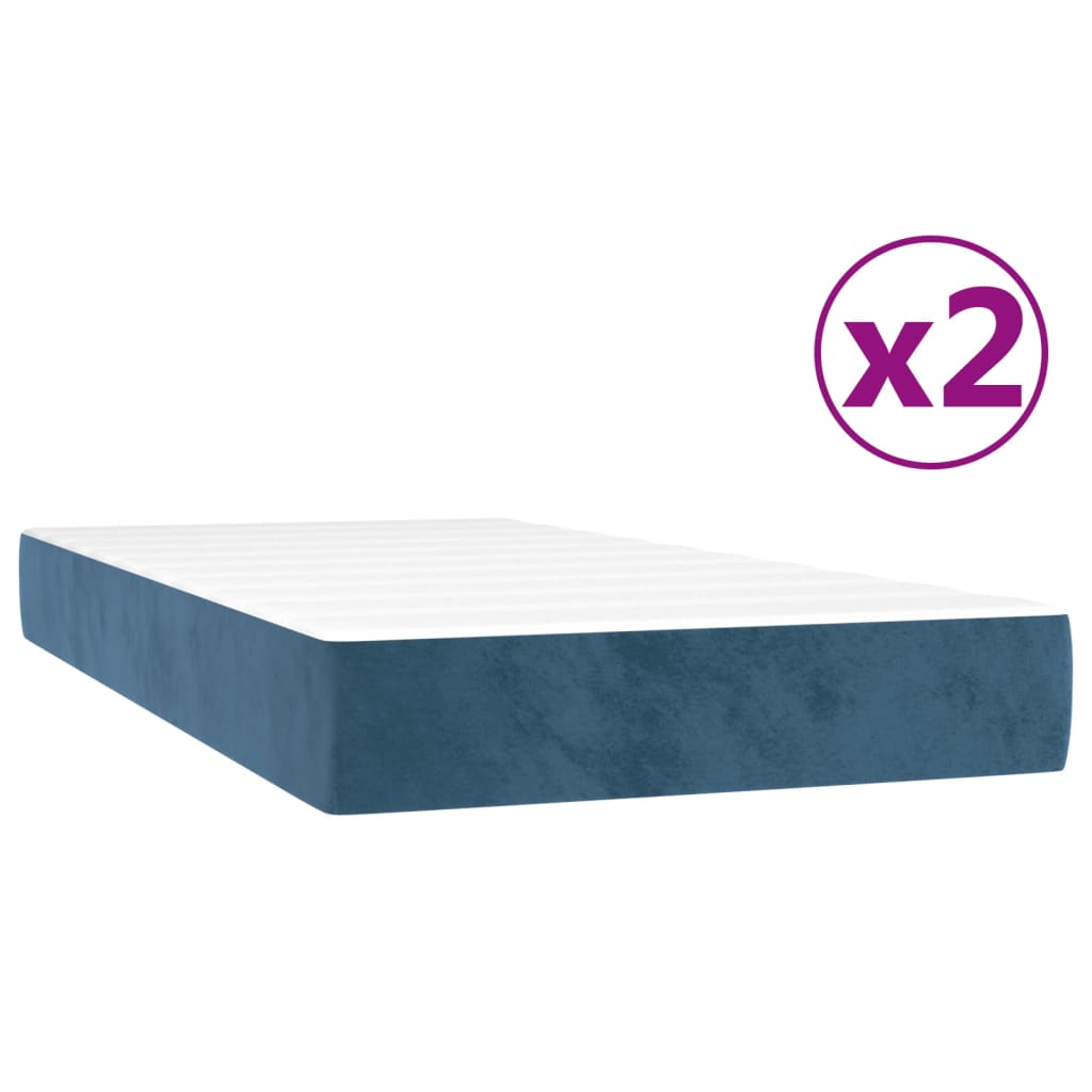vidaXL Κρεβάτι Boxspring με Στρώμα Σκούρο Μπλε 200x200 εκ. Βελούδινο
