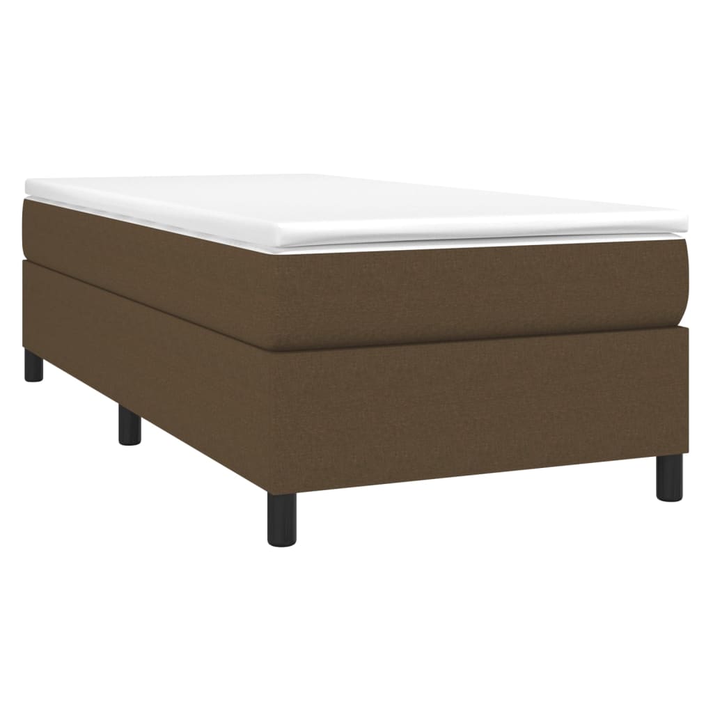 vidaXL Κρεβάτι Boxspring με Στρώμα Σκούρο Καφέ 90x190 εκ. Υφασμάτινο
