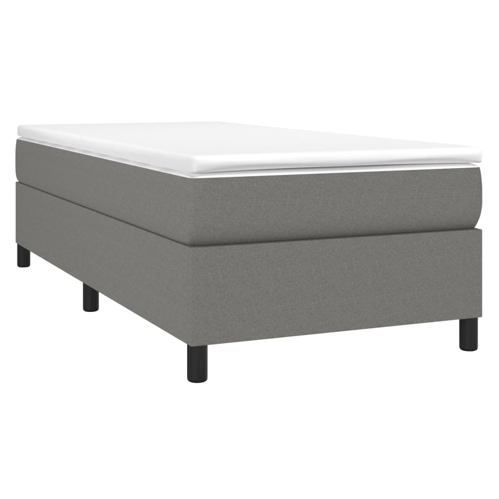 vidaXL Κρεβάτι Boxspring με Στρώμα Σκούρο Γκρι 90x200 εκ. Υφασμάτινο
