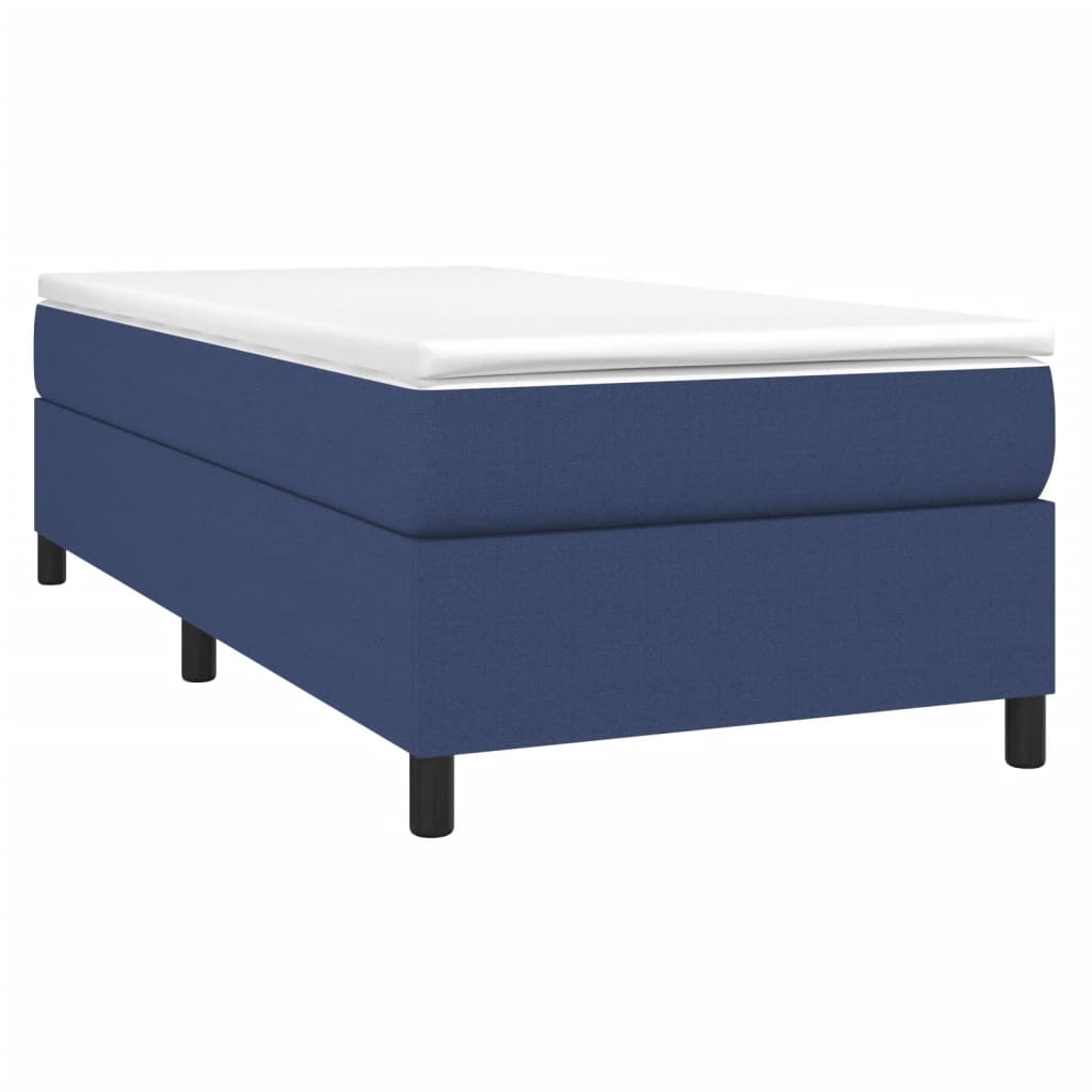 vidaXL Κρεβάτι Boxspring με Στρώμα Μπλε 90x200 εκ.Υφασμάτινο