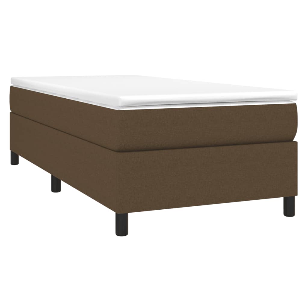 vidaXL Κρεβάτι Boxspring με Στρώμα Σκούρο Καφέ 100x200 εκ. Υφασμάτινο