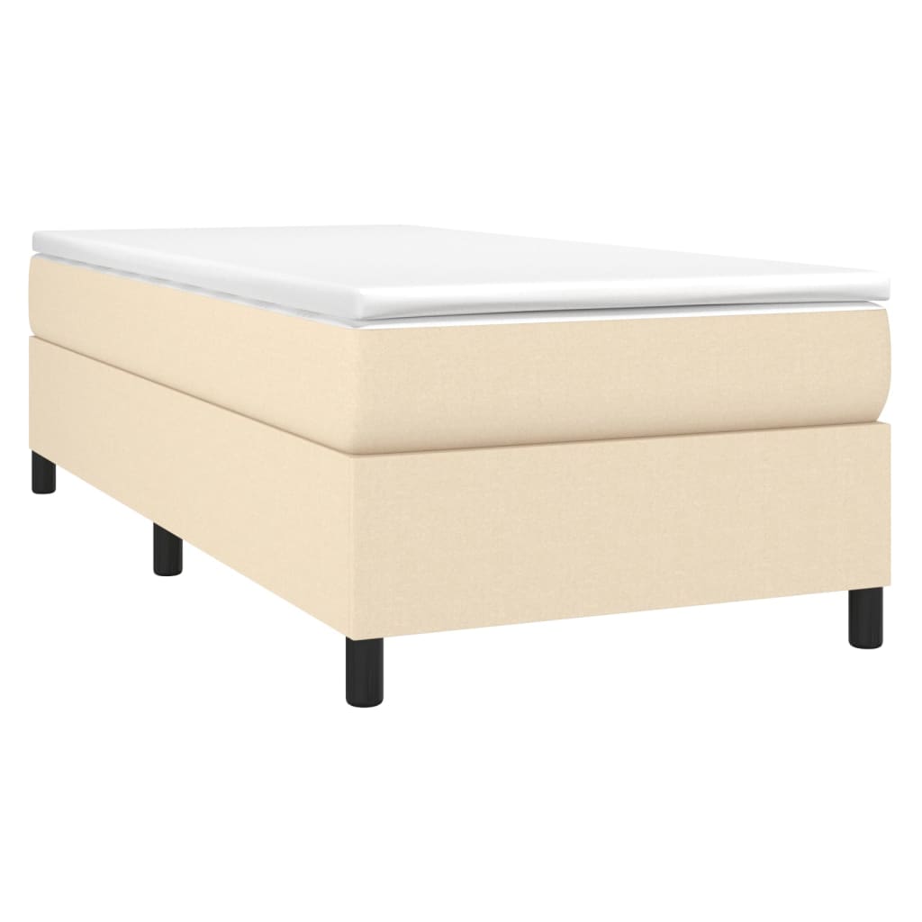 vidaXL Κρεβάτι Boxspring με Στρώμα Κρεμ 100 x 200 εκ. Υφασμάτινο