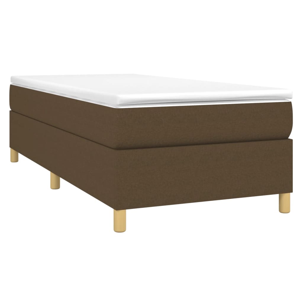 vidaXL Κρεβάτι Boxspring με Στρώμα Σκούρο Καφέ 90x190 εκ. Υφασμάτινο