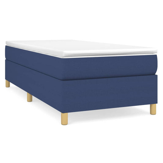 vidaXL Κρεβάτι Boxspring με Στρώμα Μπλε 90x190 εκ.Υφασμάτινο