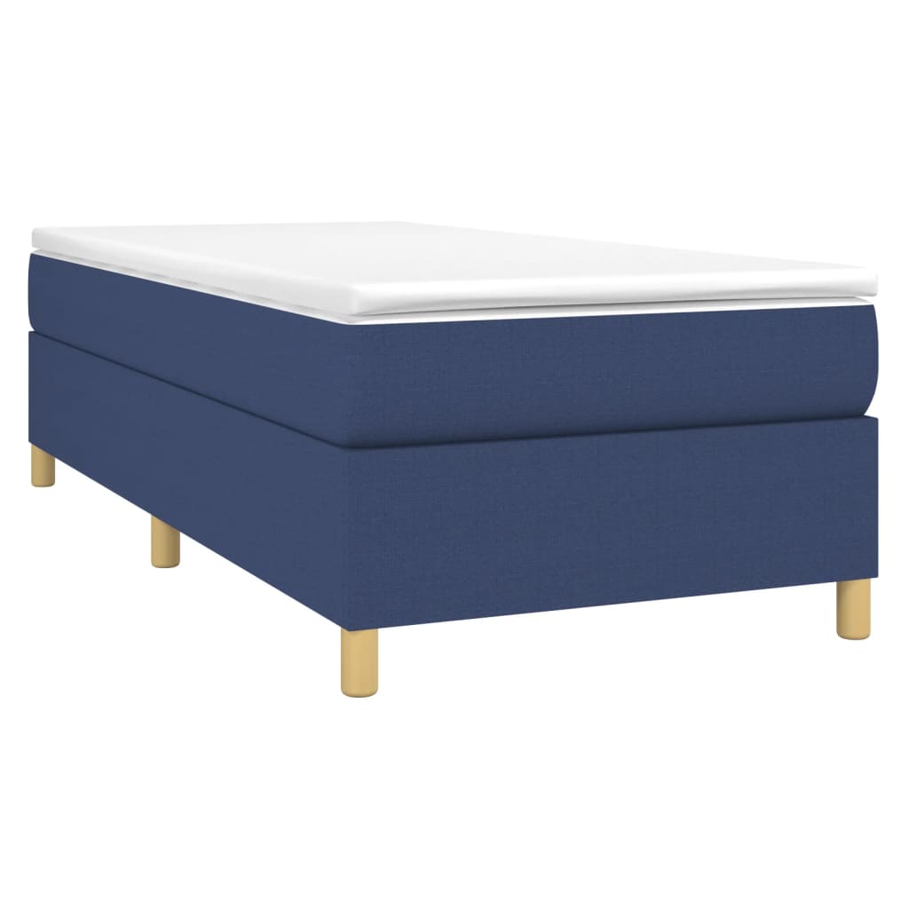 vidaXL Κρεβάτι Boxspring με Στρώμα Μπλε 90x190 εκ.Υφασμάτινο