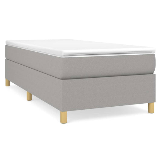 vidaXL Κρεβάτι Boxspring με Στρώμα Ανοιχτό Γκρι 90x200 εκ. Υφασμάτινο