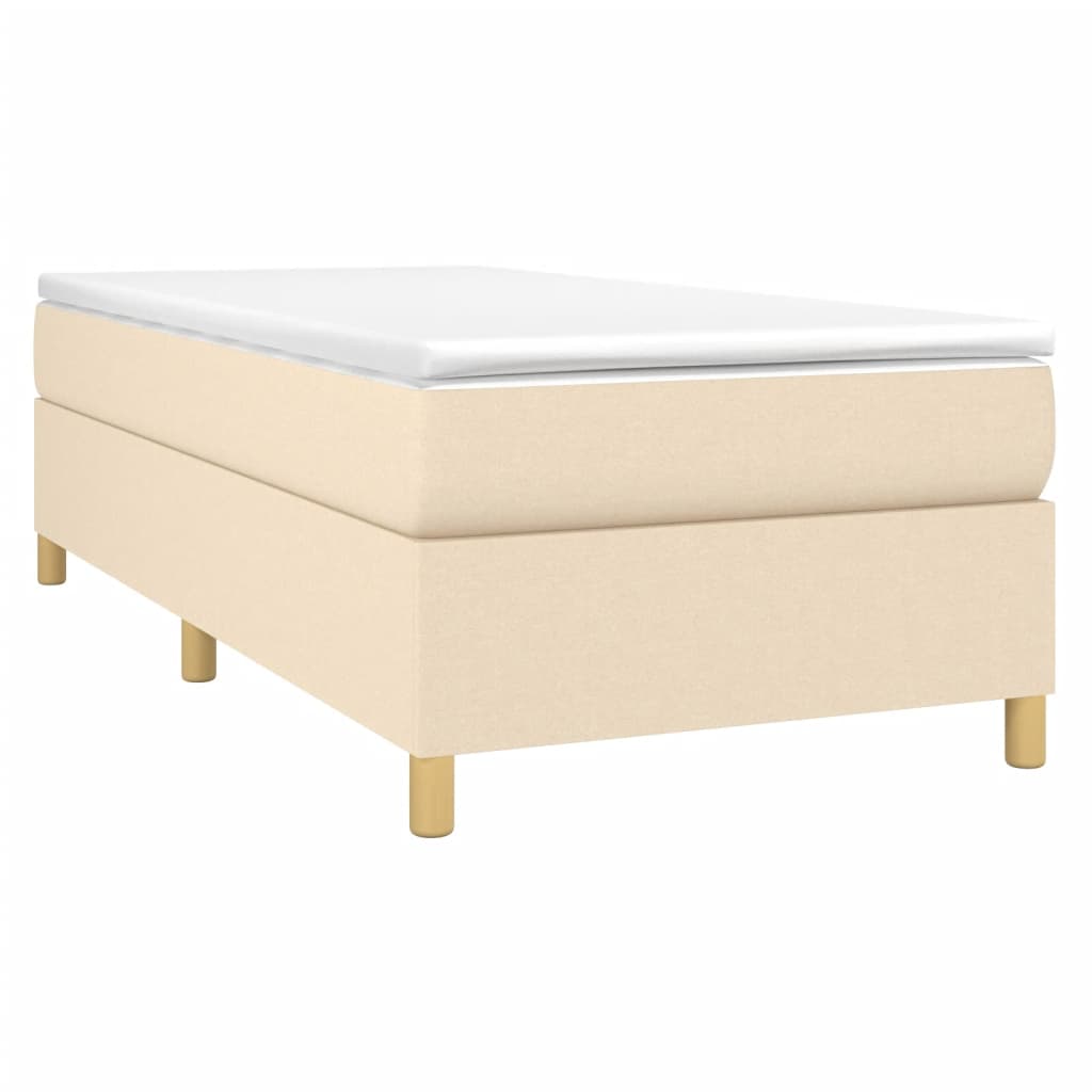 vidaXL Κρεβάτι Boxspring με Στρώμα Κρεμ 90x200 εκ.Υφασμάτινο