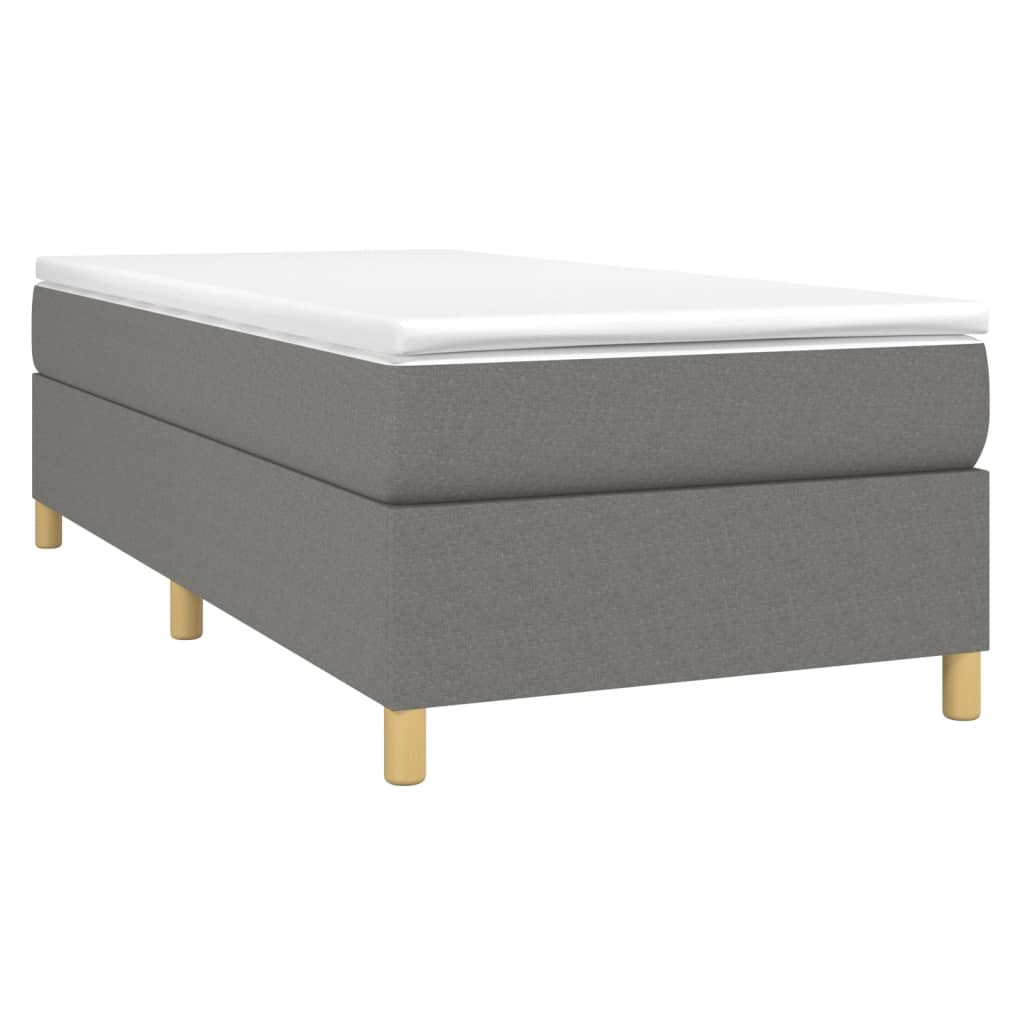 vidaXL Κρεβάτι Boxspring με Στρώμα Σκούρο Γκρι 100x200 εκ. Υφασμάτινο