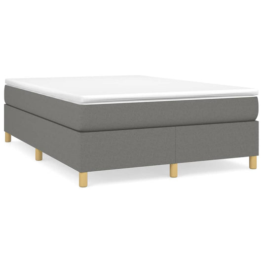 vidaXL Κρεβάτι Boxspring με Στρώμα Σκούρο Γκρι 140x190 εκ. Υφασμάτινο