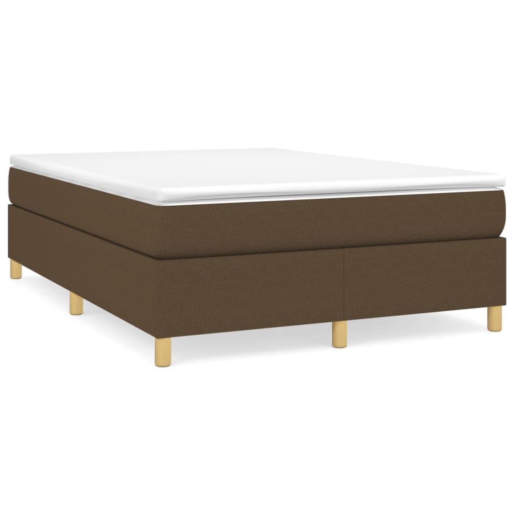 vidaXL Κρεβάτι Boxspring με Στρώμα Σκούρο Καφέ 140x200 εκ Υφασμάτινο