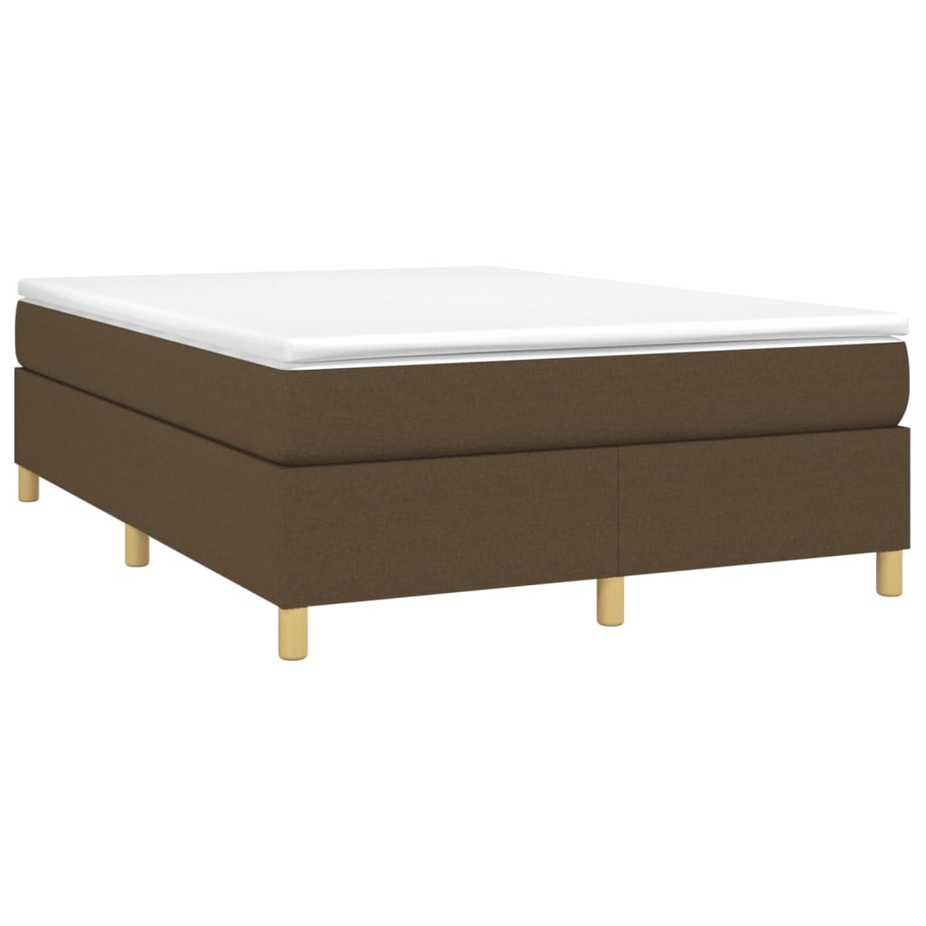 vidaXL Κρεβάτι Boxspring με Στρώμα Σκούρο Καφέ 140x200 εκ Υφασμάτινο