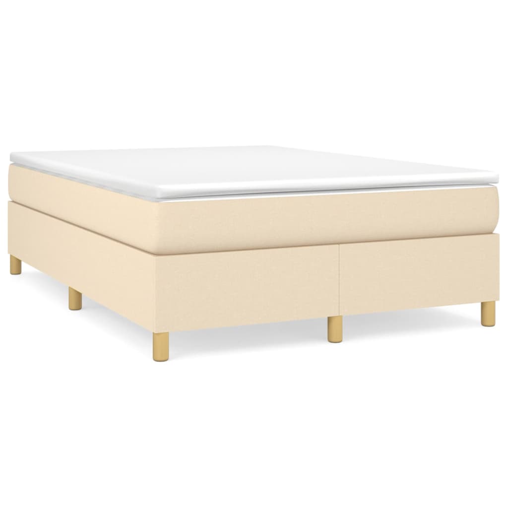 vidaXL Κρεβάτι Boxspring με Στρώμα Κρεμ 140x200 εκ. Υφασμάτινο