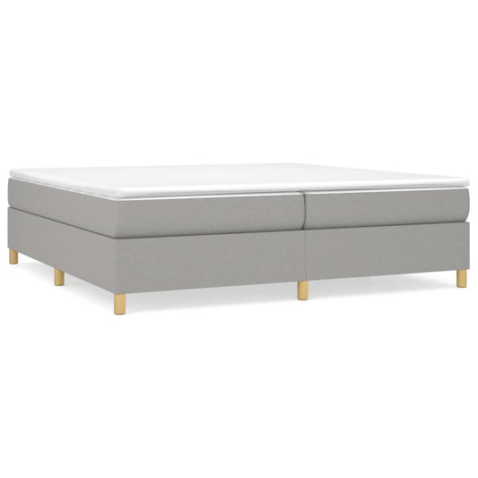 vidaXL Κρεβάτι Boxspring με Στρώμα Ανοιχτό Γκρι 200x200 εκ. Υφασμάτινο