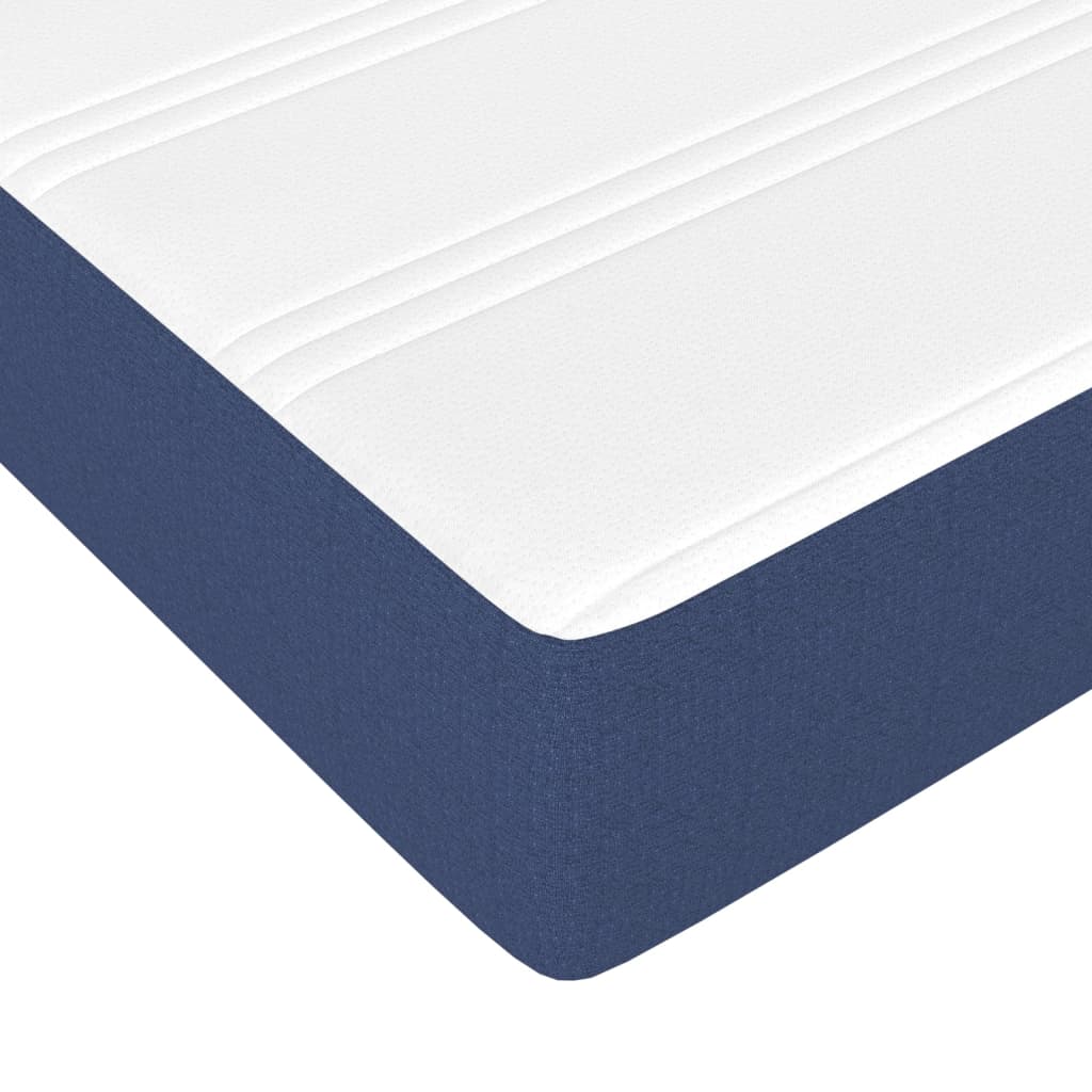 vidaXL Κρεβάτι Boxspring με Στρώμα Μπλε 200x200 εκ. Υφασμάτινο