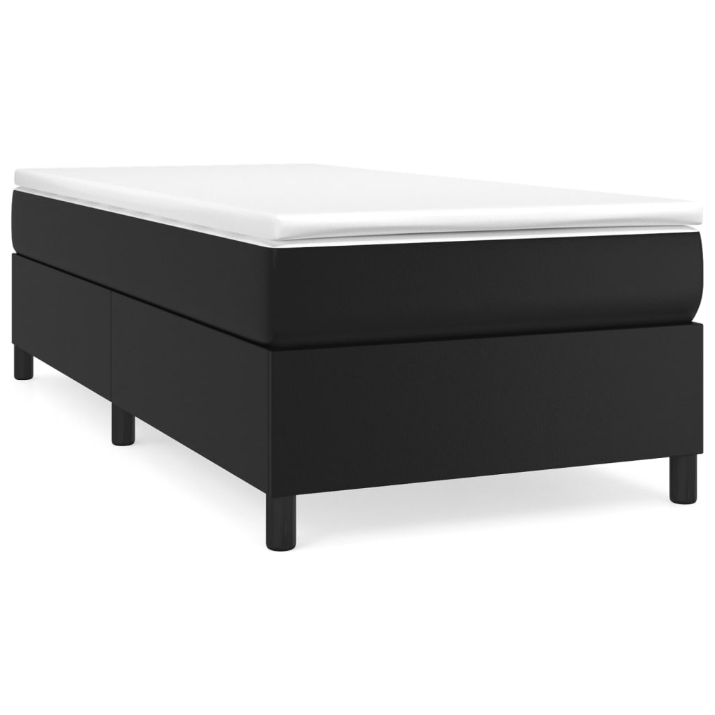 vidaXL Κρεβάτι Boxspring με Στρώμα Μαύρο 80 x 200 εκ. Συνθετικό Δέρμα
