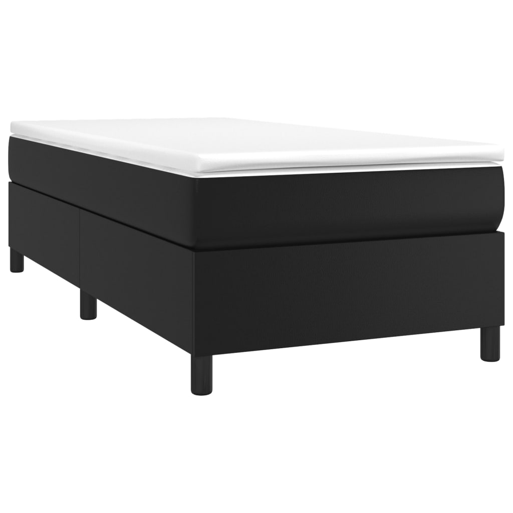 vidaXL Κρεβάτι Boxspring με Στρώμα Μαύρο 80 x 200 εκ. Συνθετικό Δέρμα