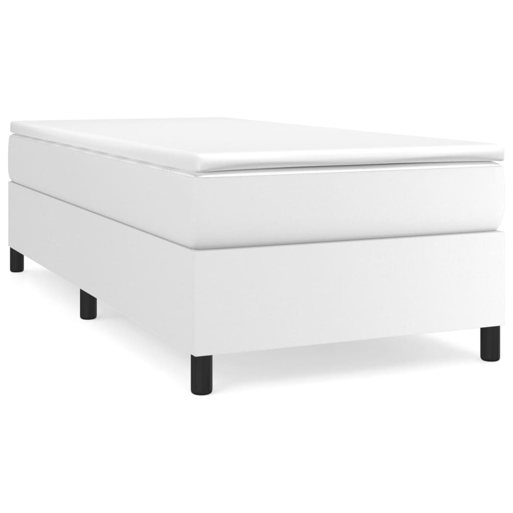 vidaXL Κρεβάτι Boxspring με Στρώμα Λευκό 80 x 200 εκ. Συνθετικό Δέρμα