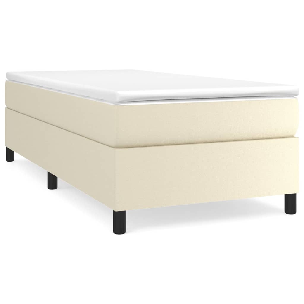 vidaXL Κρεβάτι Boxspring με Στρώμα Κρεμ 90x190 εκ. από Συνθετικό Δέρμα
