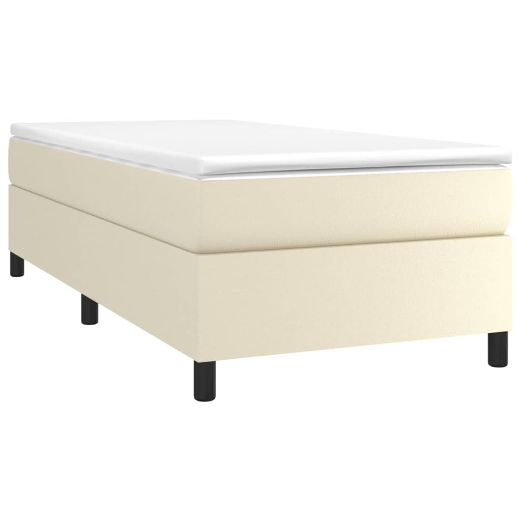 vidaXL Κρεβάτι Boxspring με Στρώμα Κρεμ 90x190 εκ. από Συνθετικό Δέρμα
