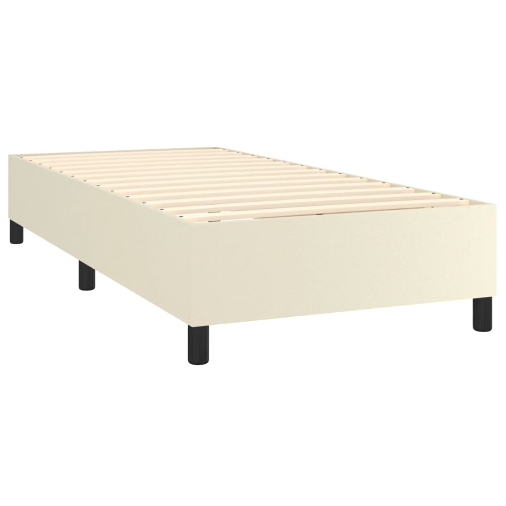 vidaXL Κρεβάτι Boxspring με Στρώμα Κρεμ 90x190 εκ. από Συνθετικό Δέρμα
