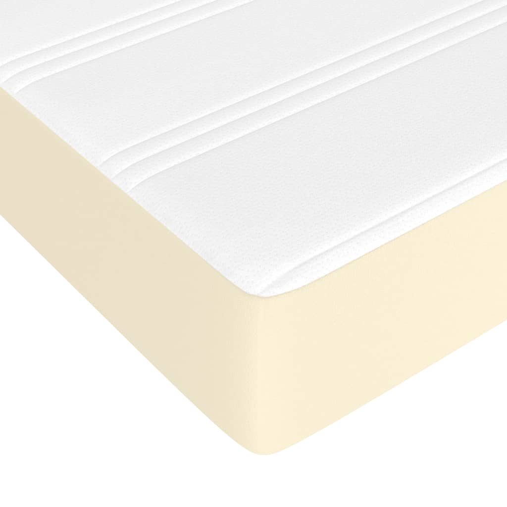 vidaXL Κρεβάτι Boxspring με Στρώμα Κρεμ 90x190 εκ. από Συνθετικό Δέρμα
