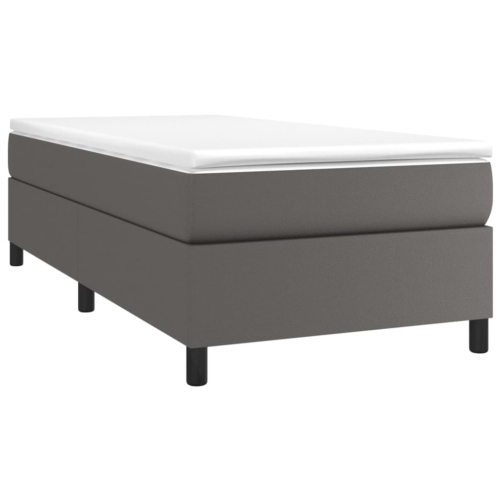 vidaXL Κρεβάτι Boxspring με Στρώμα Γκρι 90x190 εκ. από Συνθετικό Δέρμα