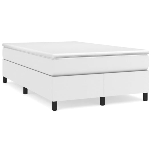 vidaXL Κρεβάτι Boxspring με Στρώμα Λευκό 120x200εκ.από Συνθετικό Δέρμα