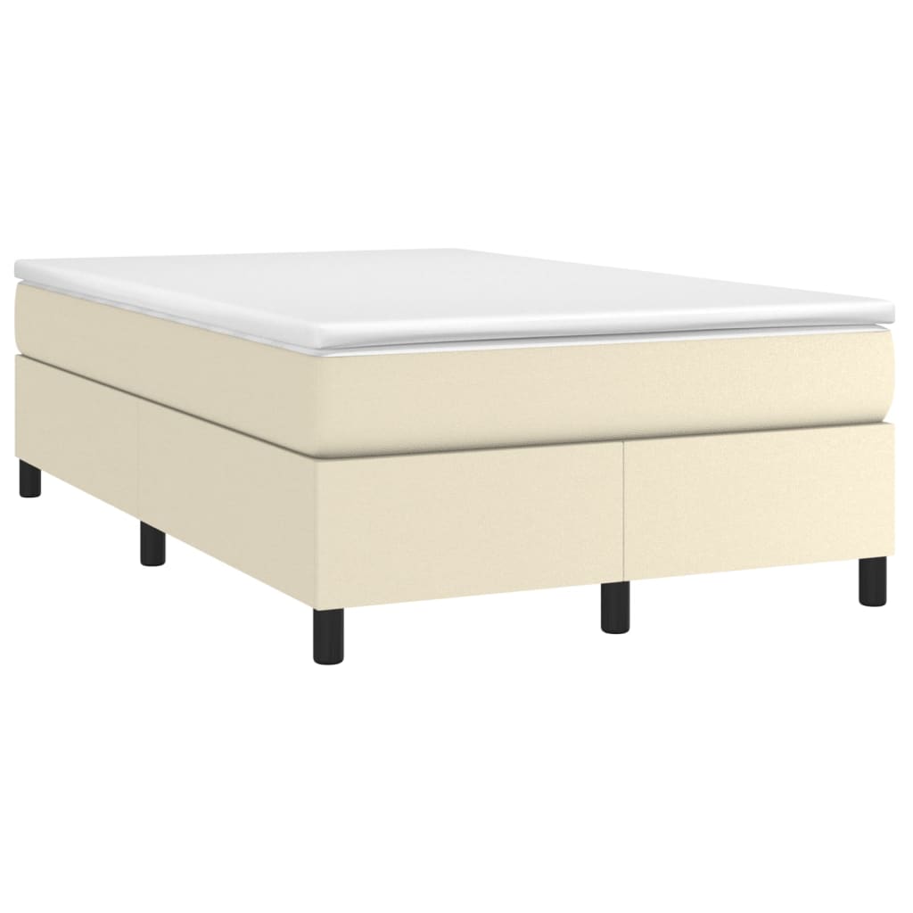 vidaXL Κρεβάτι Boxspring με Στρώμα Κρεμ 120x200εκ. από Συνθετικό Δέρμα