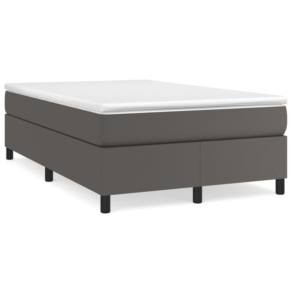 vidaXL Κρεβάτι Boxspring με Στρώμα Γκρι 120x200εκ. από Συνθετικό Δέρμα