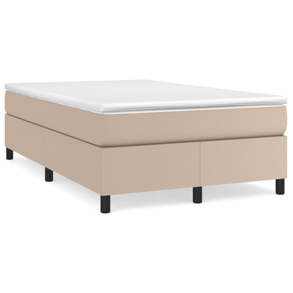 vidaXL Κρεβάτι Boxspring με Στρώμα Καπουτσίνο 120x200εκ.από Συνθ.Δέρμα