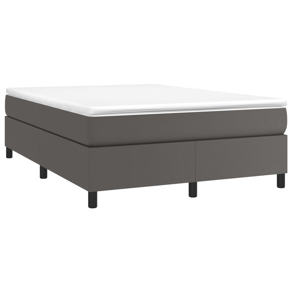 vidaXL Κρεβάτι Boxspring με Στρώμα Γκρι 140x190εκ. από Συνθετικό Δέρμα