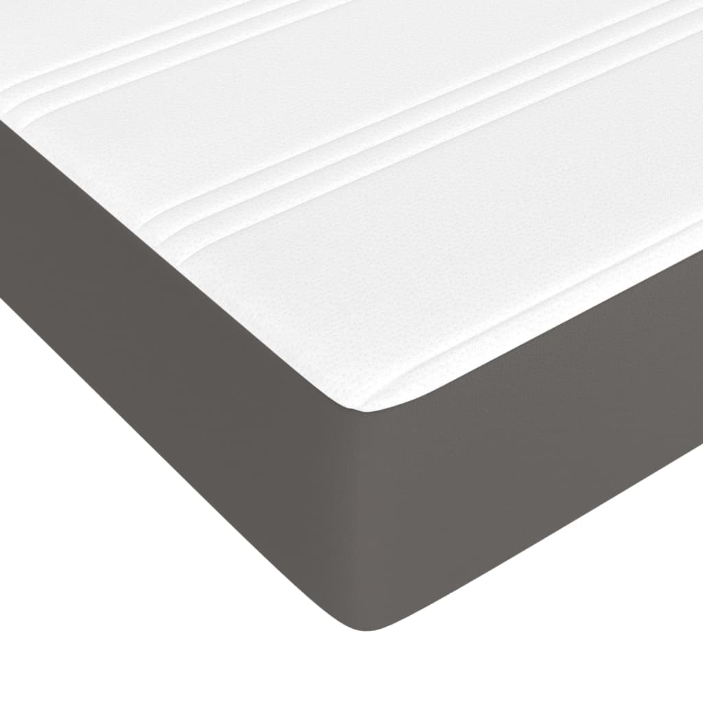vidaXL Κρεβάτι Boxspring με Στρώμα Γκρι 140x190εκ. από Συνθετικό Δέρμα