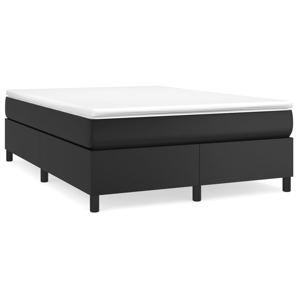 vidaXL Κρεβάτι Boxspring με Στρώμα Μαύρο 140x200εκ.από Συνθετικό Δέρμα