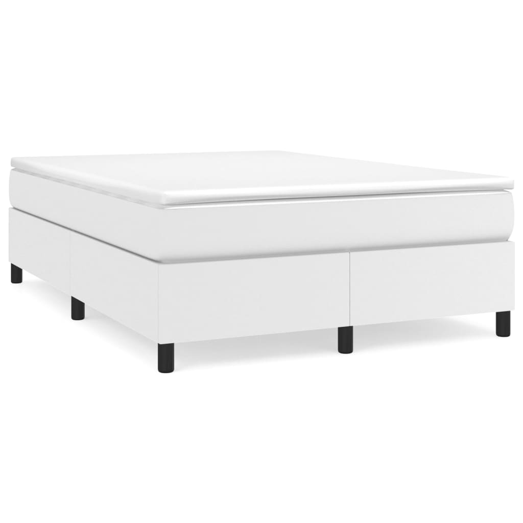 vidaXL Κρεβάτι Boxspring με Στρώμα Λευκό 140x200εκ.από Συνθετικό Δέρμα