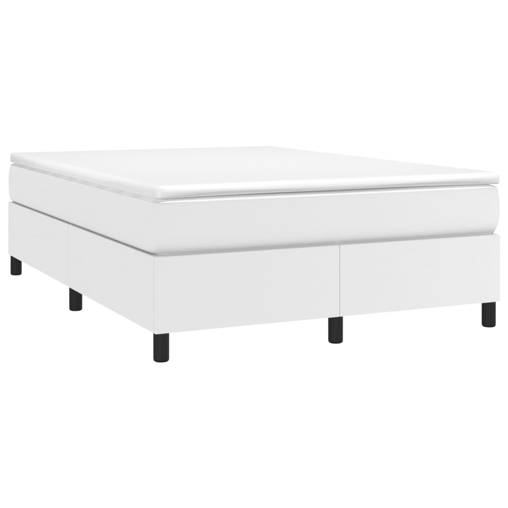 vidaXL Κρεβάτι Boxspring με Στρώμα Λευκό 140x200εκ.από Συνθετικό Δέρμα