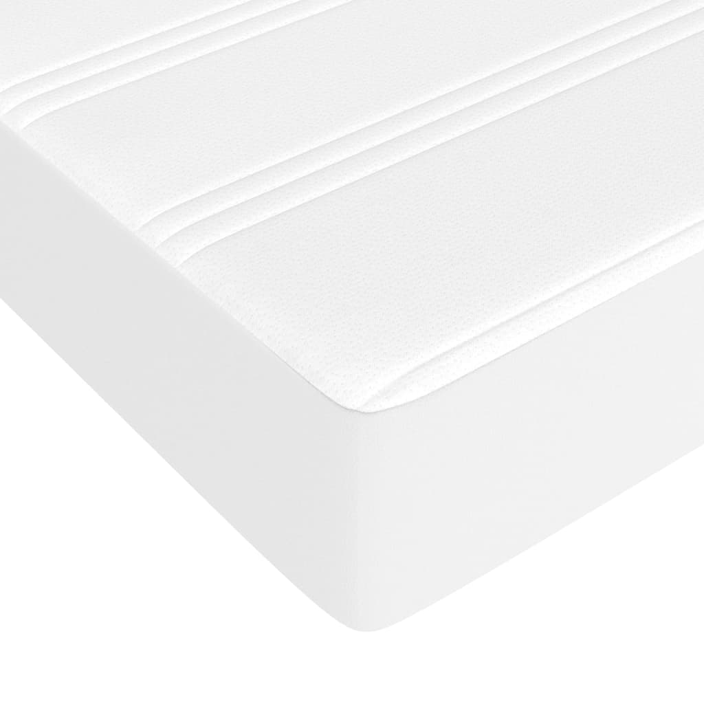 vidaXL Κρεβάτι Boxspring με Στρώμα Λευκό 140x200εκ.από Συνθετικό Δέρμα