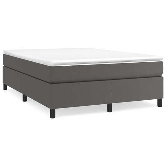 vidaXL Κρεβάτι Boxspring με Στρώμα Γκρι 140x200εκ. από Συνθετικό Δέρμα