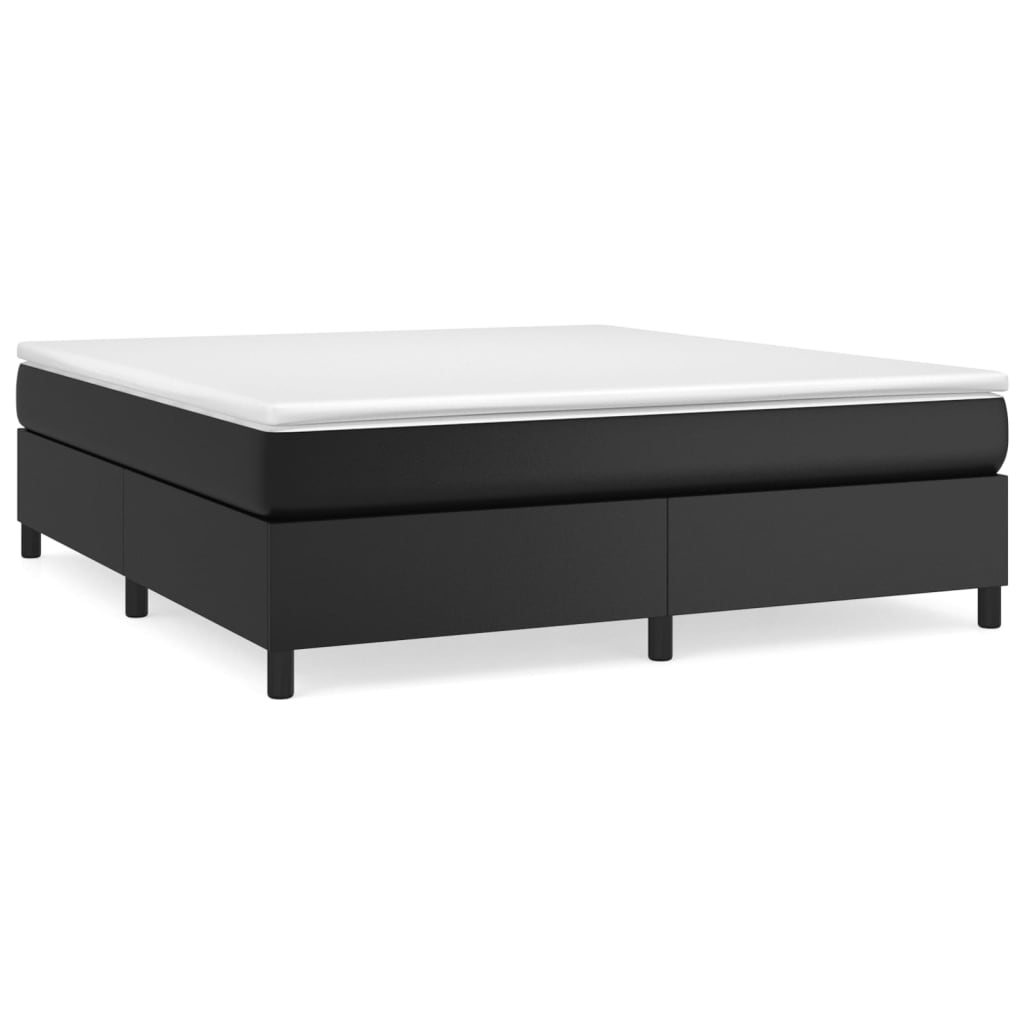 vidaXL Κρεβάτι Boxspring με Στρώμα Μαύρο 160x200εκ.από Συνθετικό Δέρμα