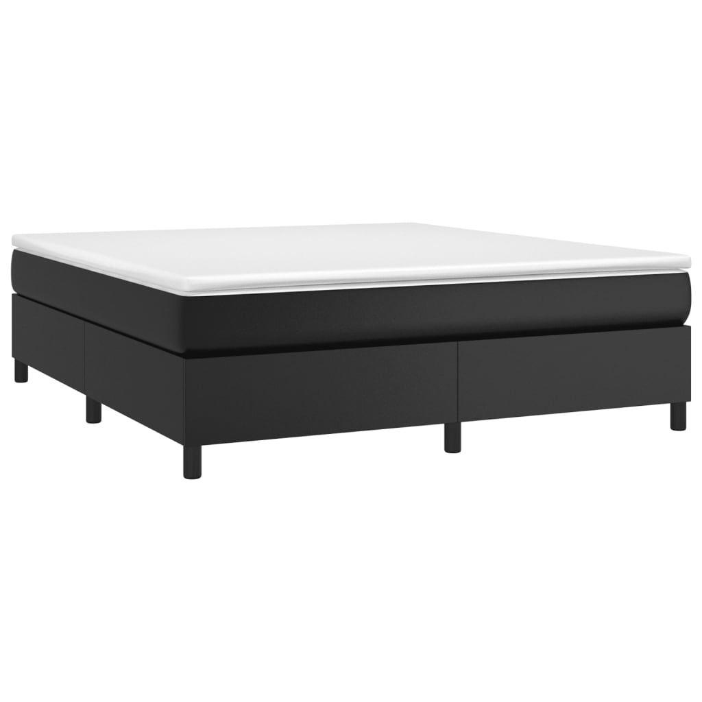 vidaXL Κρεβάτι Boxspring με Στρώμα Μαύρο 160x200εκ.από Συνθετικό Δέρμα