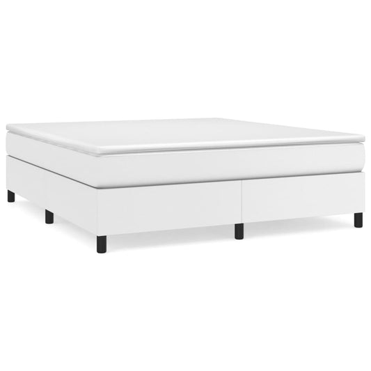 vidaXL Κρεβάτι Boxspring με Στρώμα Λευκό 160x200εκ.από Συνθετικό Δέρμα